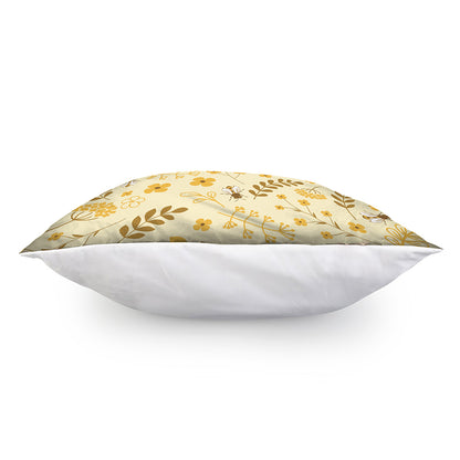 Flower Bee Pattern Print Pillow Cover