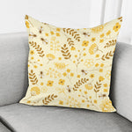 Flower Bee Pattern Print Pillow Cover