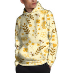Flower Bee Pattern Print Pullover Hoodie