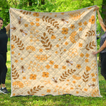Flower Bee Pattern Print Quilt