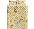 Flower Bee Pattern Print Quilt Bed Set