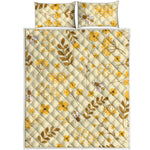 Flower Bee Pattern Print Quilt Bed Set