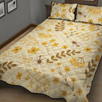 Flower Bee Pattern Print Quilt Bed Set