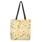 Flower Bee Pattern Print Tote Bag