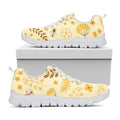 Flower Bee Pattern Print White Running Shoes