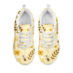 Flower Bee Pattern Print White Sneakers