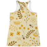 Flower Bee Pattern Print Women's Racerback Tank Top