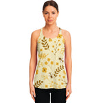 Flower Bee Pattern Print Women's Racerback Tank Top