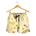 Flower Bee Pattern Print Women's Shorts