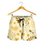 Flower Bee Pattern Print Women's Shorts