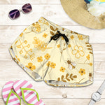 Flower Bee Pattern Print Women's Shorts