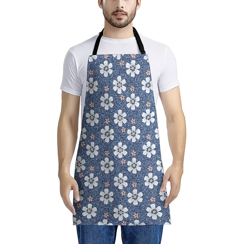 Flower Denim Jeans Pattern Print Apron