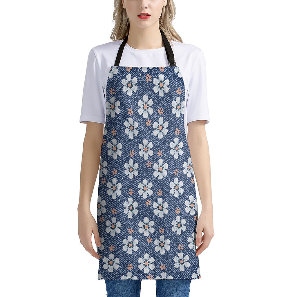 Flower Denim Jeans Pattern Print Apron