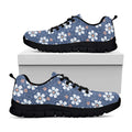Flower Denim Jeans Pattern Print Black Running Shoes