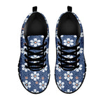 Flower Denim Jeans Pattern Print Black Sneakers