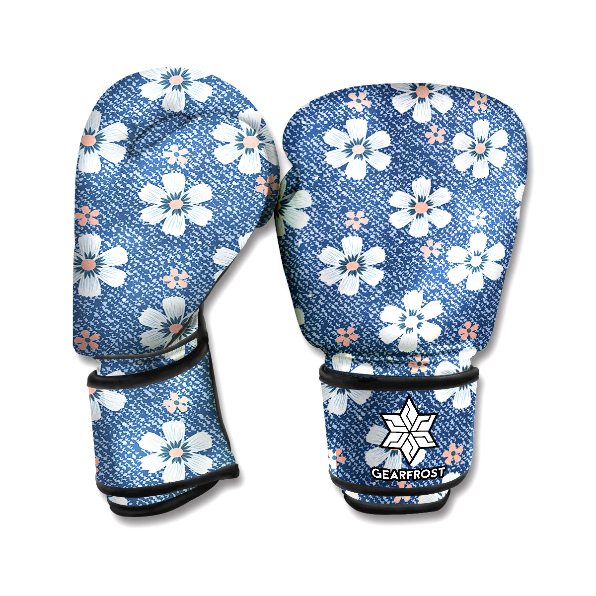 Flower Denim Jeans Pattern Print Boxing Gloves