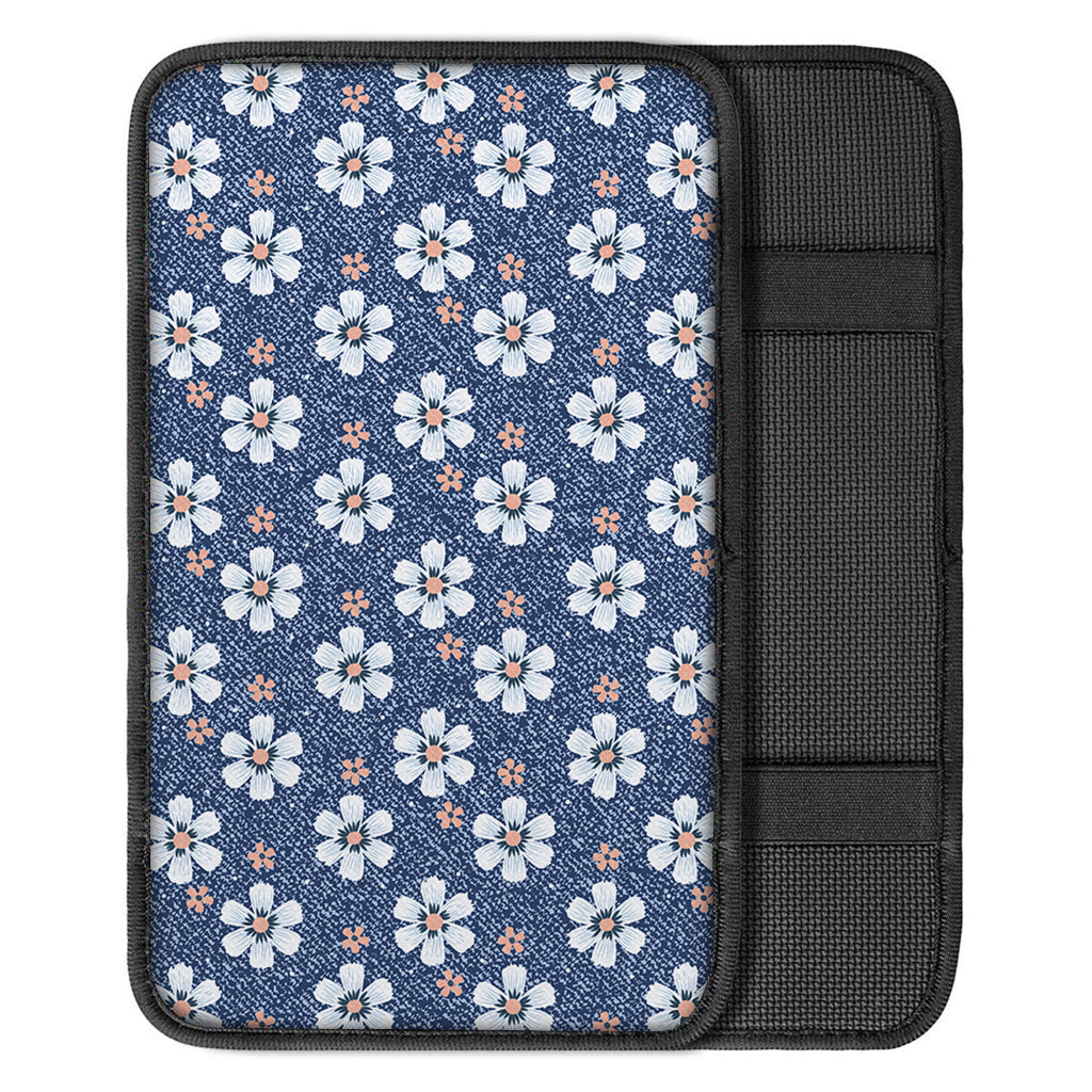 Flower Denim Jeans Pattern Print Car Center Console Cover