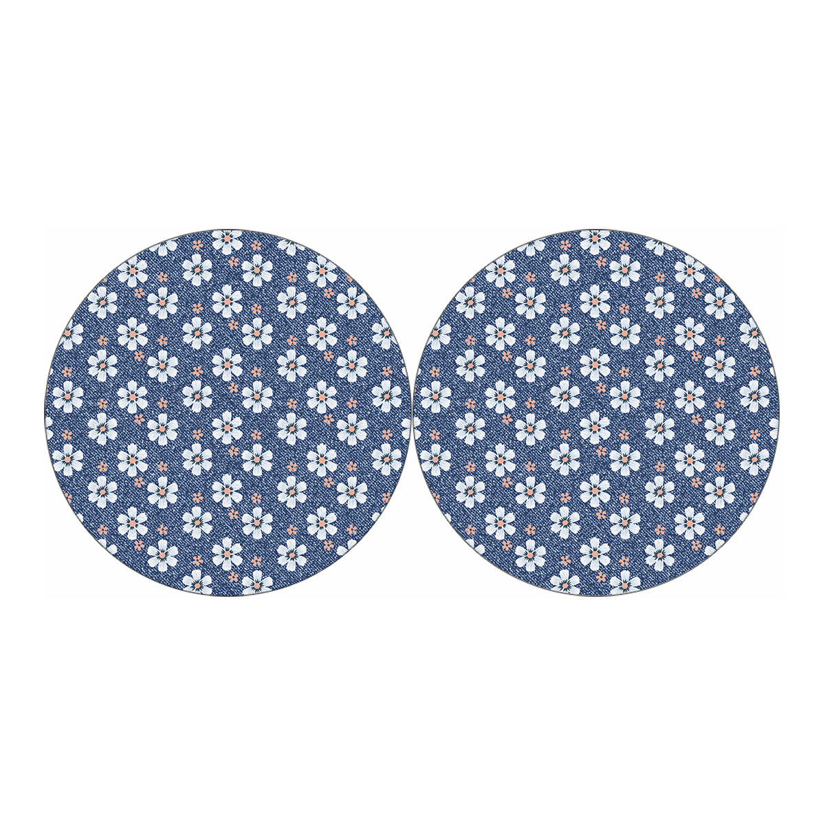 Flower Denim Jeans Pattern Print Car Coasters