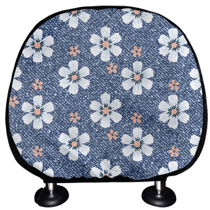 Flower Denim Jeans Pattern Print Car Headrest Covers