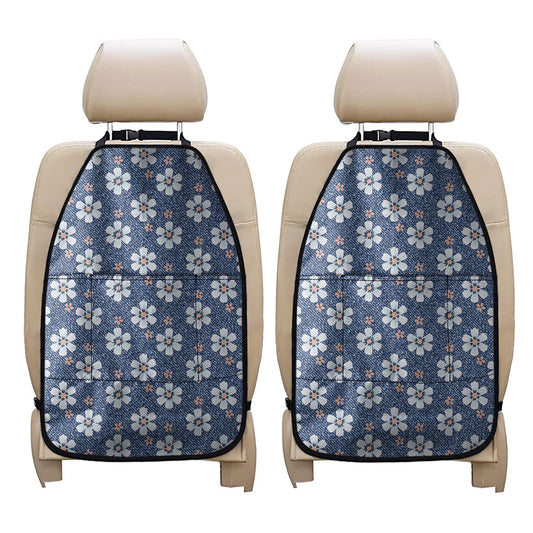 Flower Denim Jeans Pattern Print Car Seat Organizers