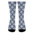 Flower Denim Jeans Pattern Print Crew Socks