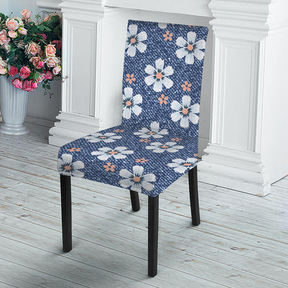 Flower Denim Jeans Pattern Print Dining Chair Slipcover
