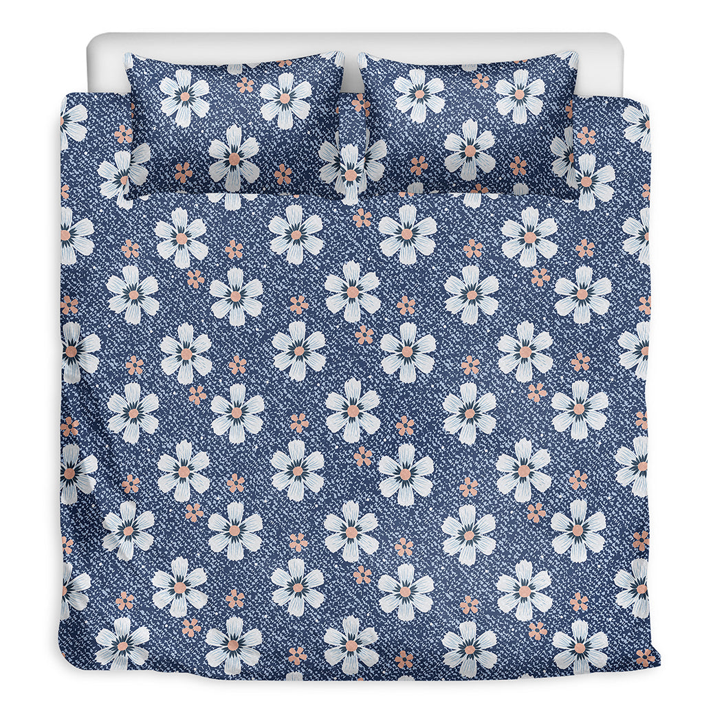 Flower Denim Jeans Pattern Print Duvet Cover Bedding Set