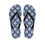 Flower Denim Jeans Pattern Print Flip Flops