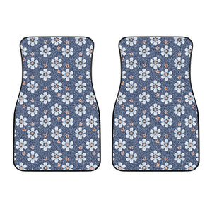 Flower Denim Jeans Pattern Print Front Car Floor Mats