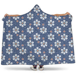 Flower Denim Jeans Pattern Print Hooded Blanket