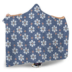 Flower Denim Jeans Pattern Print Hooded Blanket