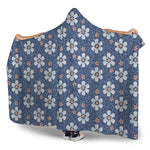 Flower Denim Jeans Pattern Print Hooded Blanket