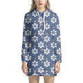 Flower Denim Jeans Pattern Print Pullover Hoodie Dress