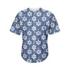 Flower Denim Jeans Pattern Print Men's Baseball Jersey