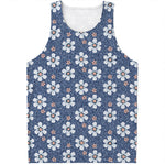 Flower Denim Jeans Pattern Print Men's Tank Top