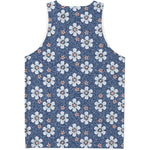 Flower Denim Jeans Pattern Print Men's Tank Top