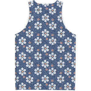 Flower Denim Jeans Pattern Print Men's Tank Top