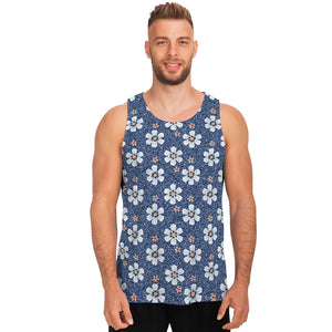 Flower Denim Jeans Pattern Print Men's Tank Top