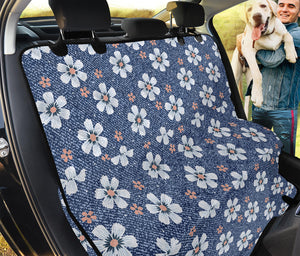 Flower Denim Jeans Pattern Print Pet Car Back Seat Cover