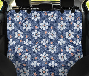 Flower Denim Jeans Pattern Print Pet Car Back Seat Cover