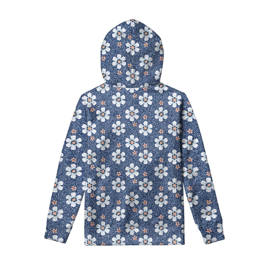 Flower Denim Jeans Pattern Print Pullover Hoodie