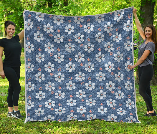Flower Denim Jeans Pattern Print Quilt