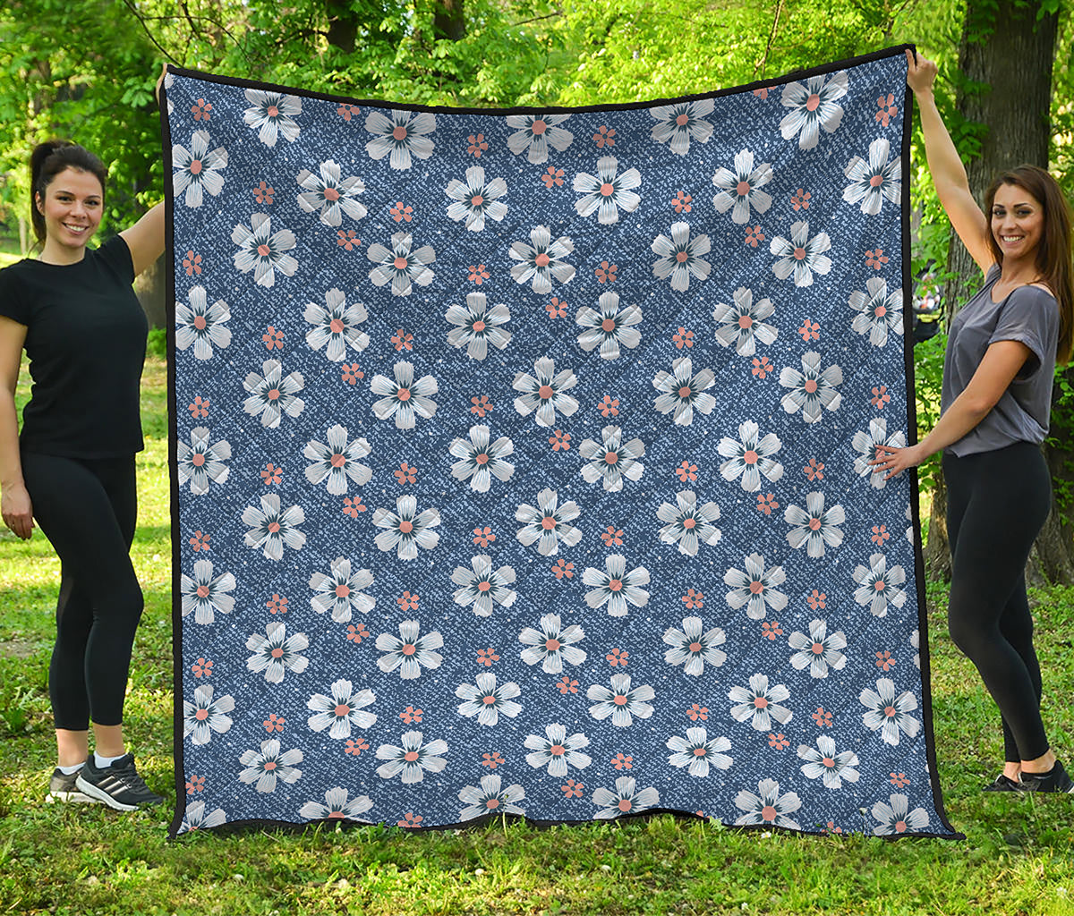 Flower Denim Jeans Pattern Print Quilt