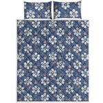 Flower Denim Jeans Pattern Print Quilt Bed Set