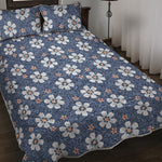 Flower Denim Jeans Pattern Print Quilt Bed Set
