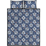 Flower Denim Jeans Pattern Print Quilt Bed Set