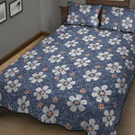 Flower Denim Jeans Pattern Print Quilt Bed Set