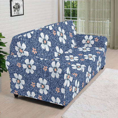 Flower Denim Jeans Pattern Print Sofa Cover