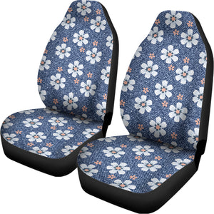 Flower Denim Jeans Pattern Print Universal Fit Car Seat Covers