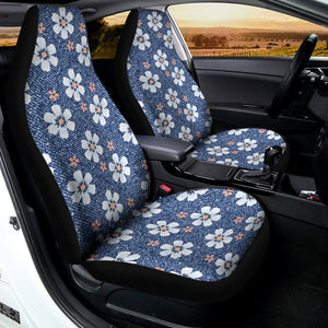 Flower Denim Jeans Pattern Print Universal Fit Car Seat Covers